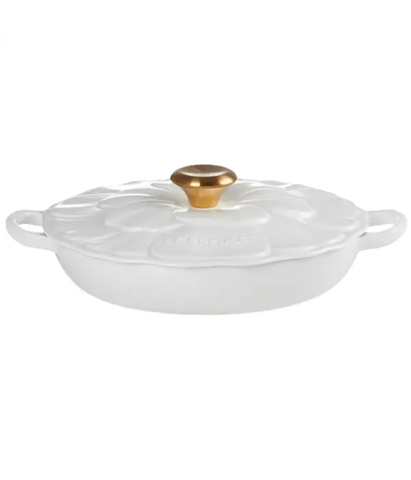 Le Creuset Braisière en fonte pétales Blanche 2.2L - Le Creuset