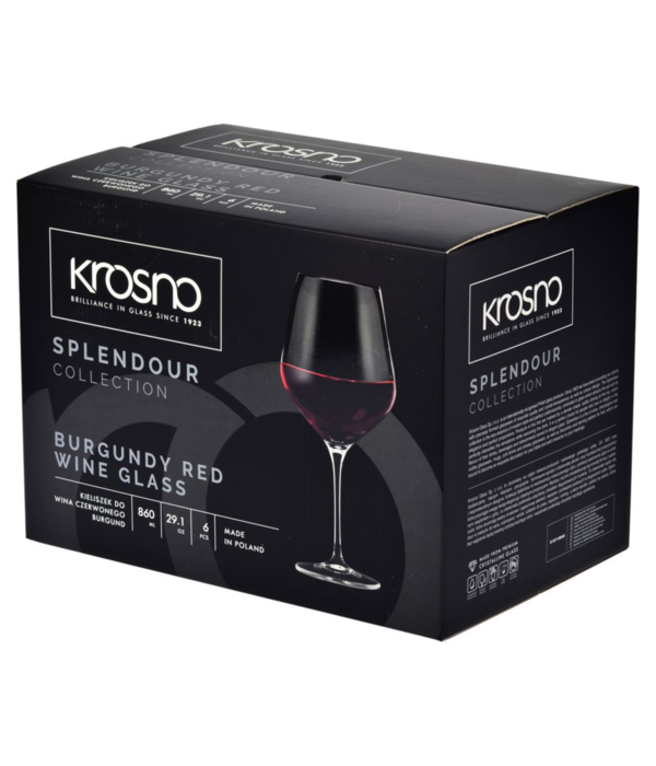 Krosno Krosno Burgundy Red Wine Glasses Spendour 860 ml, Set of 6