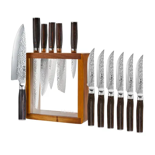 THE CUSTOM CHEF Bloc de couteaux Mokuzai 7 pièces + 6 couteaux à steak (cadeau avec achat) - Cuisine::pro®