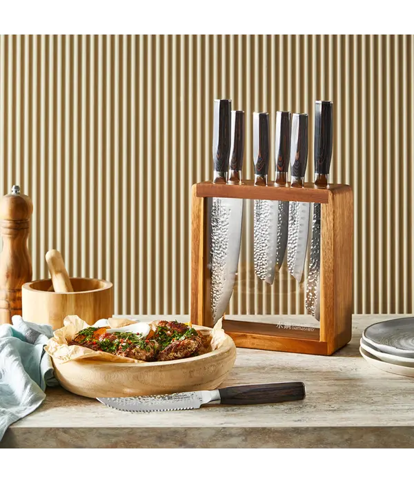 THE CUSTOM CHEF Cuisine::pro® Mokuzai 7-Piece Knife Block + 6 Steak Knives (Gift with Purchase)