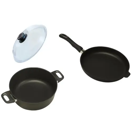 Gastrolux Gastrolux Induction-Compatible Frying Pan, Casserole & Glass Lid Set 12"