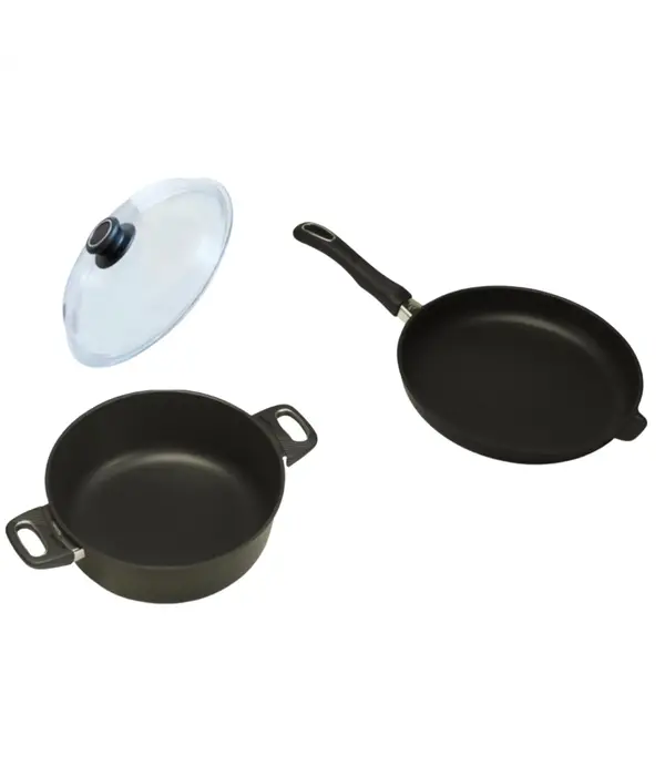 Gastrolux Gastrolux Induction-Compatible Frying Pan, Casserole & Glass Lid Set 12"