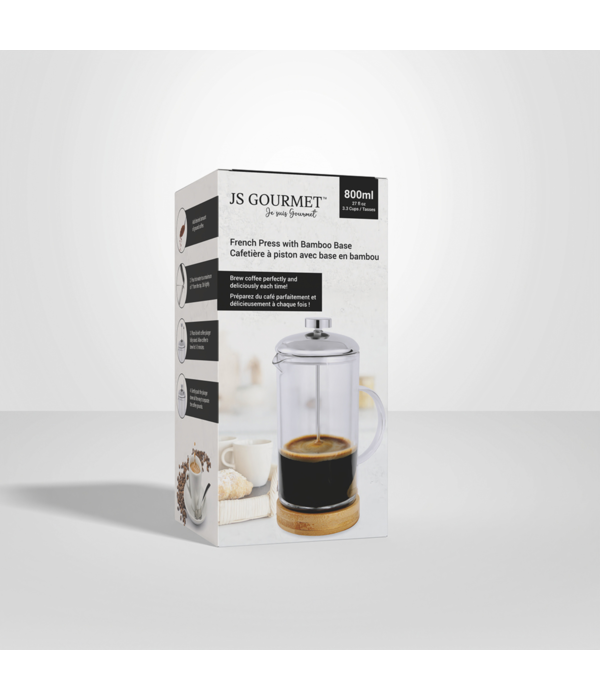 French Press Coffee Maker with Bamboo Base 800 ml