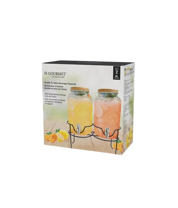 Double Glass Beverage Dispenser 4 L