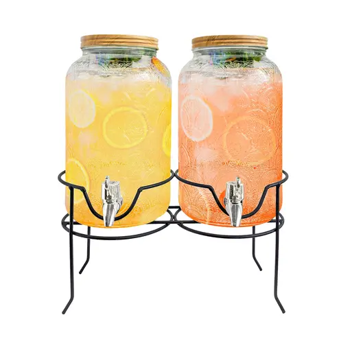 Distributeur de boissons double en verre 4 L