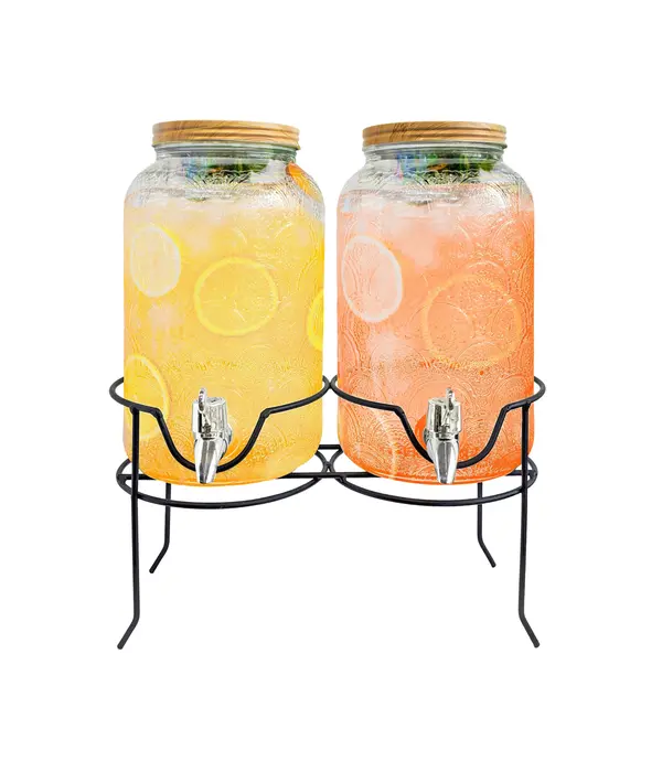 Distributeur de boissons double en verre 4 L