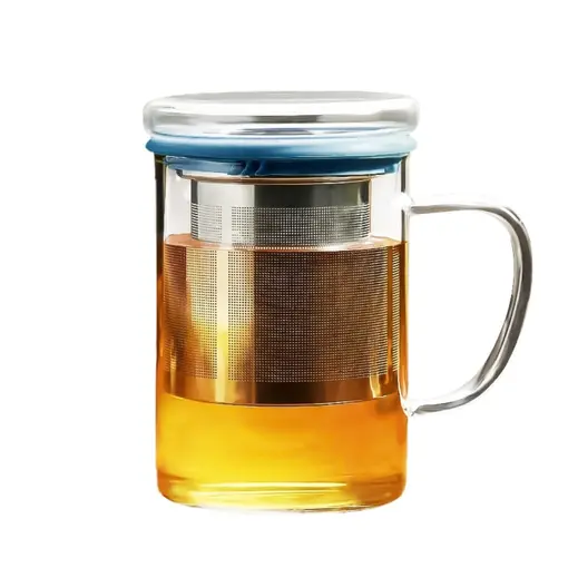 Tasse en verre avec couvercle et infuseur 350ml