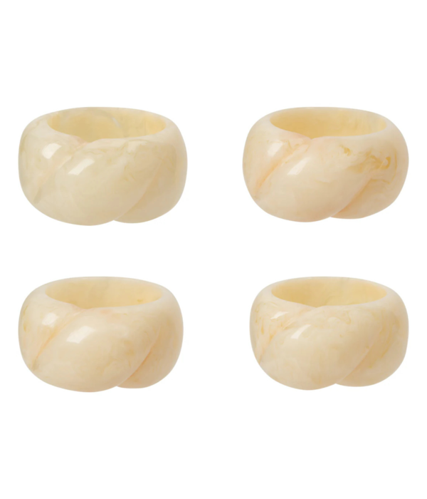 Danica Ivory Resin Napkin Ring, Set of 4