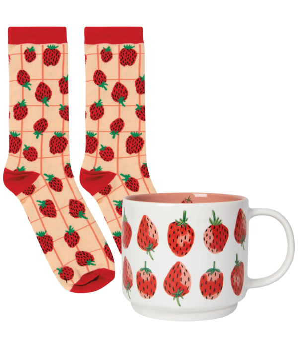 Danica Heirloom Danica 16 oz Mug and Strawberry-Patterned Socks