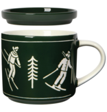 Danica Heirloom Danica Green 14 oz Mug with Lid and Ski Pattern