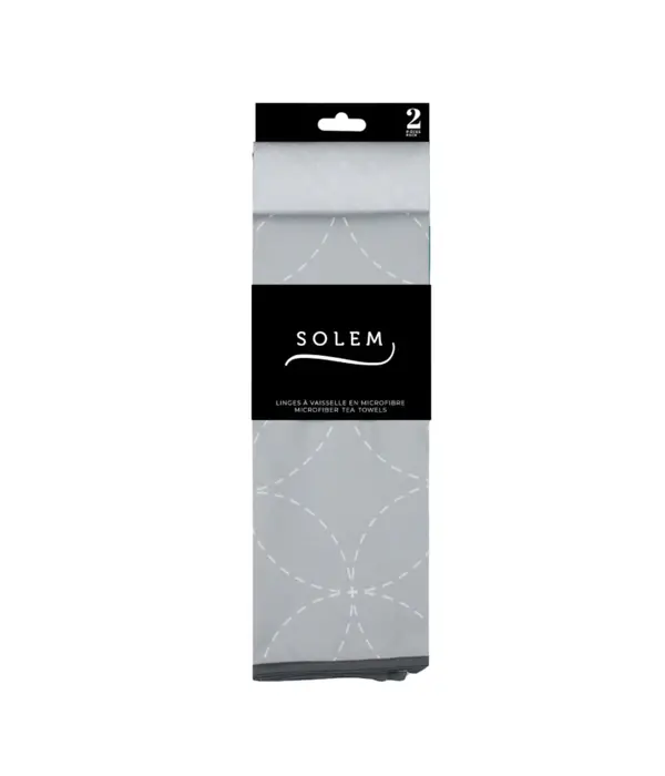 Solem Ensemble de 2 linges à vaisselle en microfibre Les Essentiels Gris - Solem