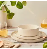 Brilliant 12-Piece Beige Ribbed Dinnerware Set
