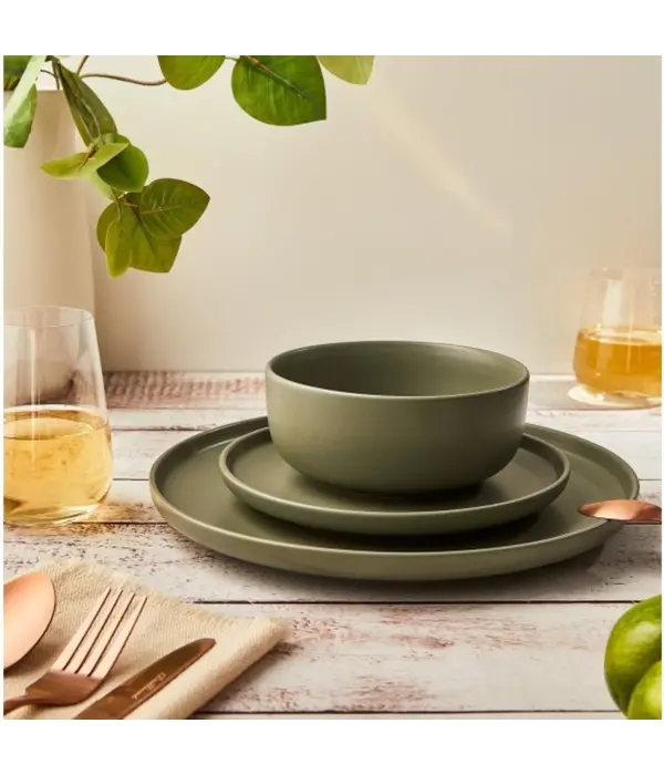 Brilliant Mirage Olive Green 12-Piece Dinnerware Set