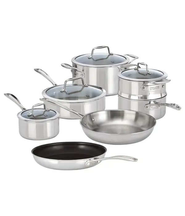 Zwilling Batterie de cuisine Vista Clad 10 pièces avec poêle antiadhésive en prime - ZWILLING