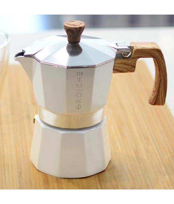 GROSCHE Milano Stovetop Espresso Maker Moka Pot 6 espresso Cup - 9.3 oz,  White 