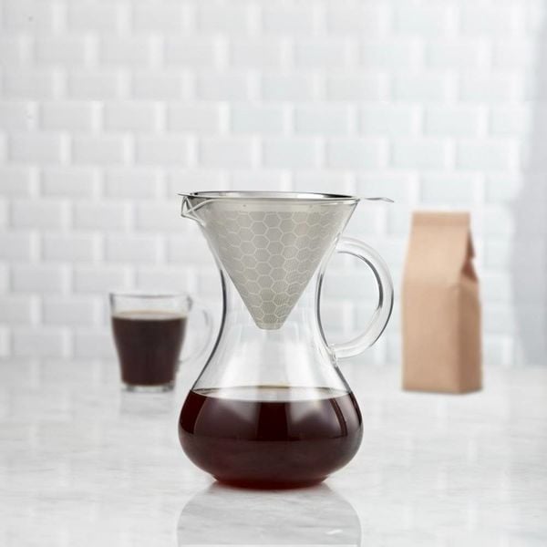 Colombia Drip Coffee Maker Glass Carafe with Pour Over Stainless Steel Drip Coffee Filter 1.2L