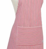 Now Designs Now Designs Basic Cotton Kitchen Chef's Apron, Narrow Stripe Red Print