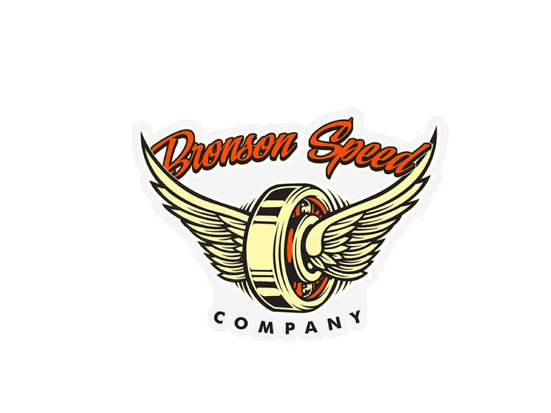 Bronson Speed Co. Bronson Wings Clear Mylar Sticker - Orange/Black/Yellow 3.5 x 2.6