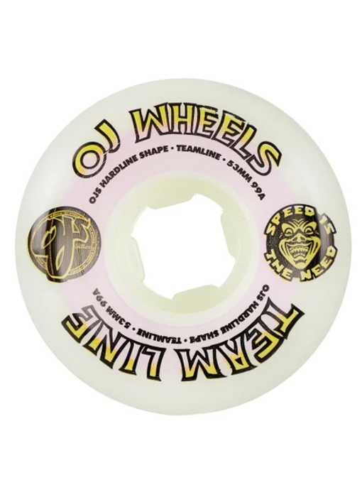 OJ Team Line OG White/Purple/Yellow Hardline 99a Wheels - 53mm