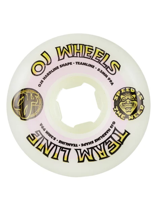 OJ Team Line Original White/Purple/Yellow Hardline 99a 53mm Wheels
