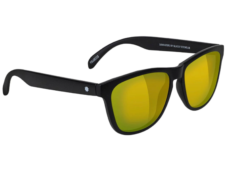 Glassy Glassy Deric Polarized Sunglasses - Matte Black/Gold Mirror