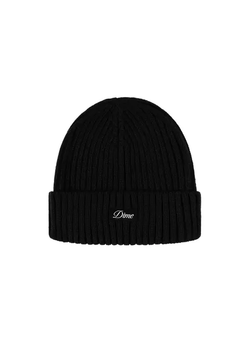 Dime Cursive Fold Beanie - Black