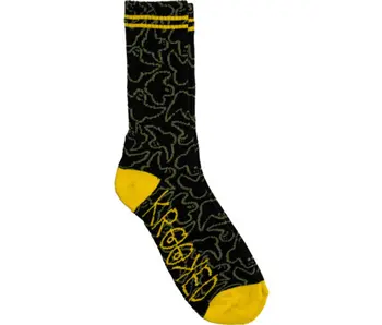 Krooked Multi Birds Socks - Black/Olive/Yellow