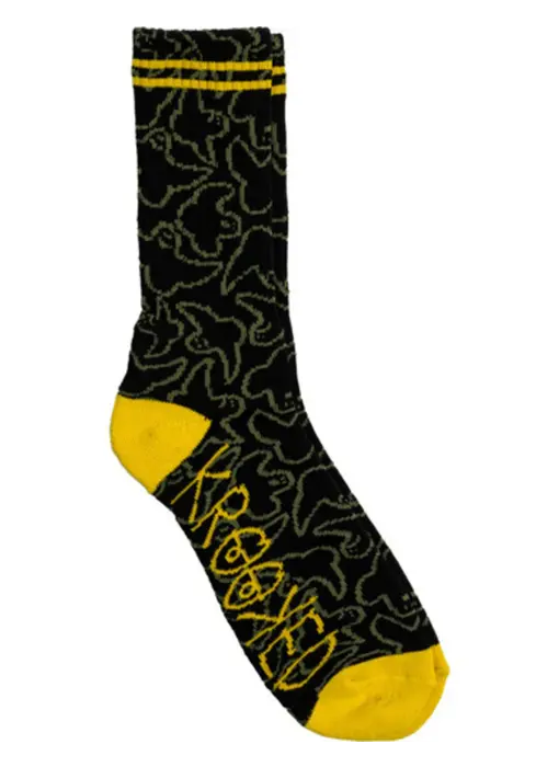Krooked Multi Birds Socks - Black/Olive/Yellow