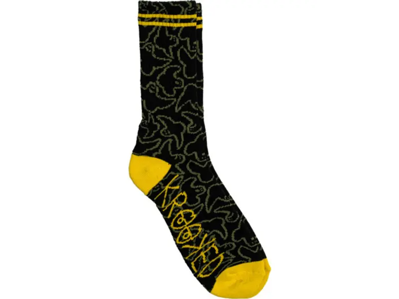 Krooked Krooked Multi Birds Socks - Black/Olive/Yellow