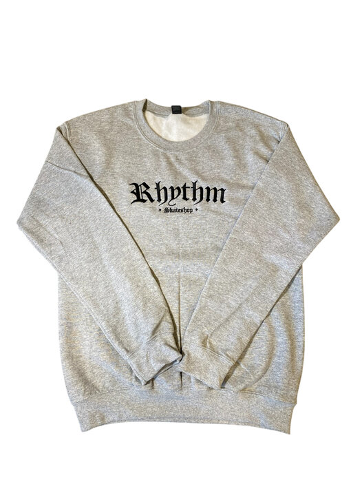 Rhythm Embroidered Old English Grey Crewneck