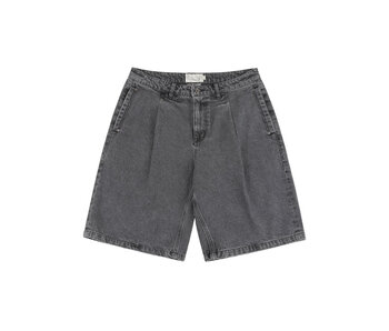 Dime Pleated Denim Shorts - Faded Black