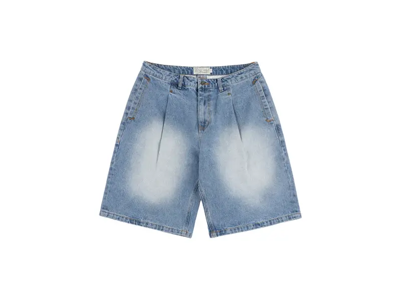 Dime MTL Dime Pleated Denim Shorts - Blue Washed