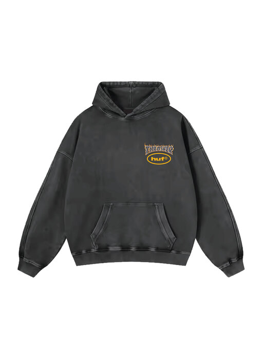 Huf Meltdown Heavyweight Washed Black Hoodie -