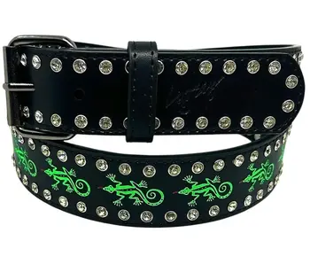 Loosey Gecko Rhinestone Belt - Black