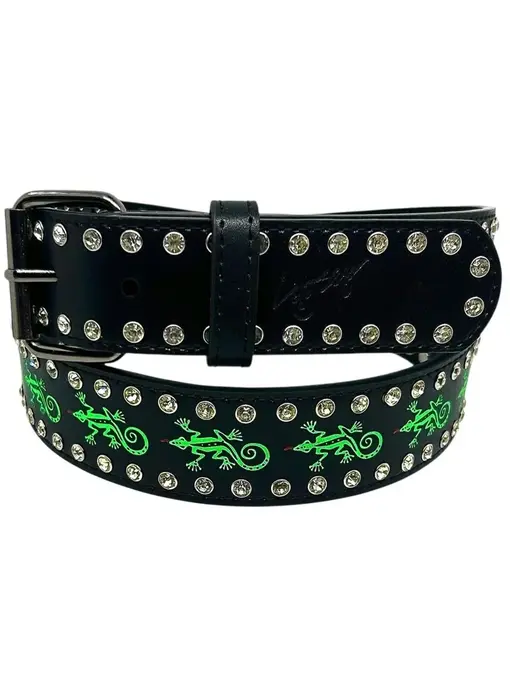 Loosey Gecko Rhinestone Belt - Black