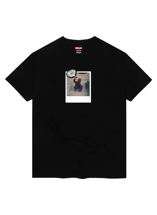 Violet Spiderman Polaroid Tee - Black