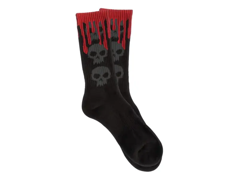 Zero Zero Logo 3 Skull Blood Socks - Black/Black