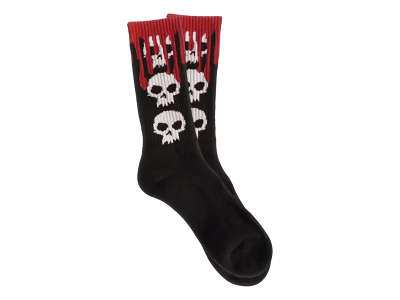 Zero Zero Logo 3 Skull Blood Socks - Black/Red