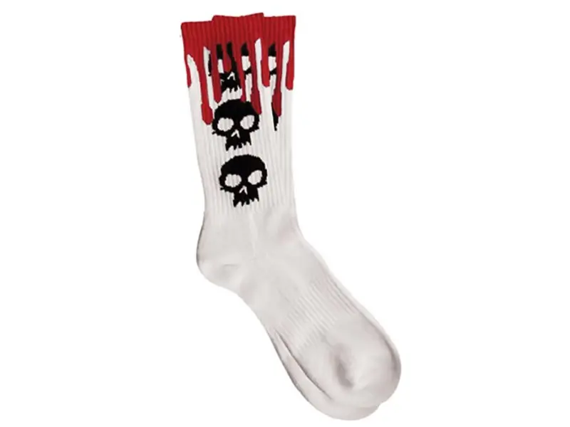Zero Zero Logo 3 Skull Blood Socks - White/Black