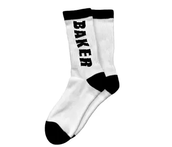Baker Black Letter Socks - White