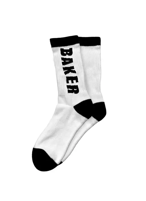 Baker Black Letter Socks - White