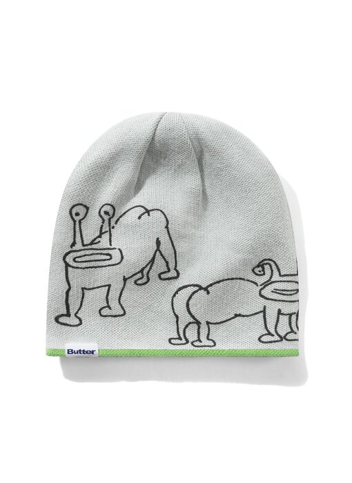 Butter Goods Frog Reversible Beanie - Lime/Grey
