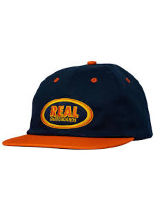 Real ADJ Oval Emb Strapback Hat - Navy/ Red