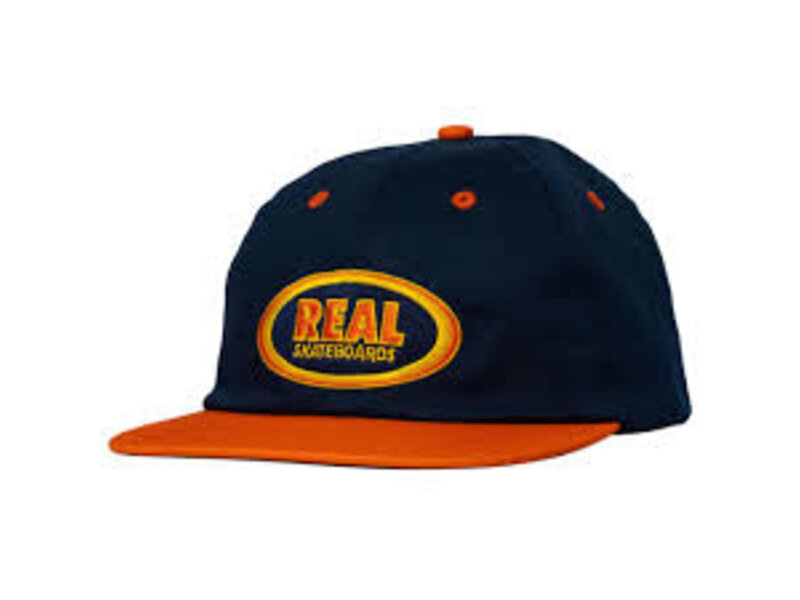 Real Real ADJ Oval Emb Strapback Hat - Navy/ Red