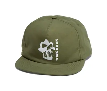 Krooked Skulls Snapback Hat  - Olive