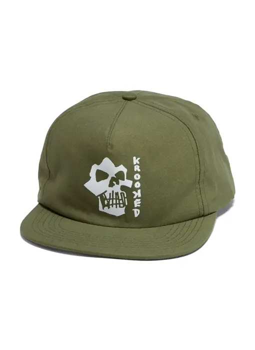 Krooked Skulls Snapback Hat  - Olive