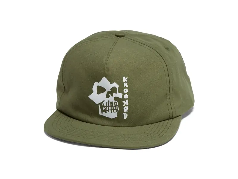 Krooked Krooked Skulls Snapback Hat  - Olive