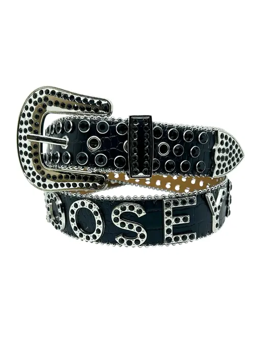 Loosey Bold Rhinestone Belt - Black