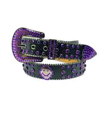 Loosey Loosey Smile Rhinestone Belt - Purple/Black