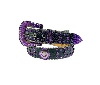 Loosey Smile Rhinestone Belt - Purple/Black